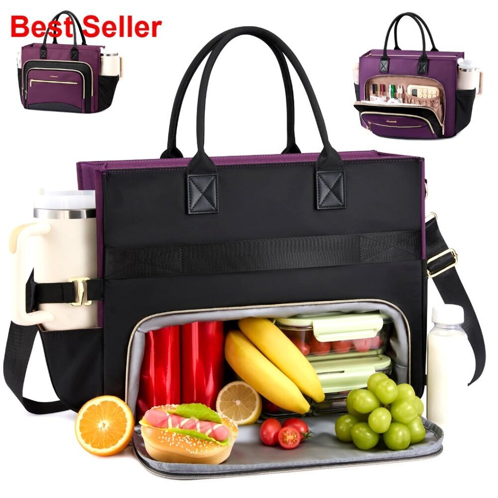 Insulated Work Tote with Laptop Compartment, 15.6 Inch, Large Capacity